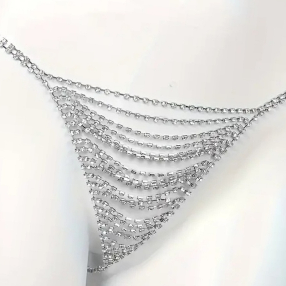 Bikini Body Chain Rhinestone NWT in Silver Or Gold BK - Picture 3 of 5